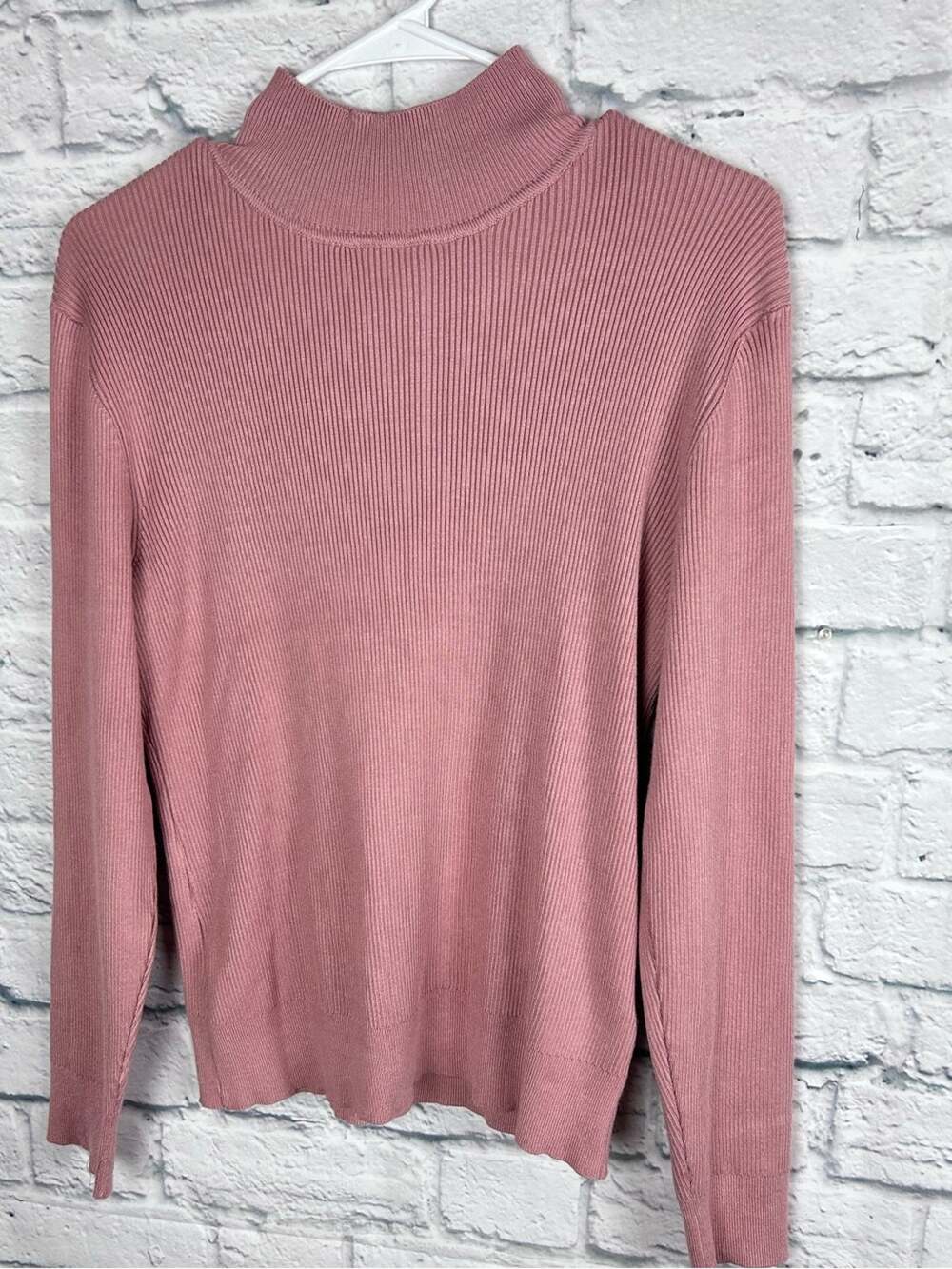 Melissa Paige Ribbed Mock Neck Sweater Pink Long Sleeve Knit Top XL NWT